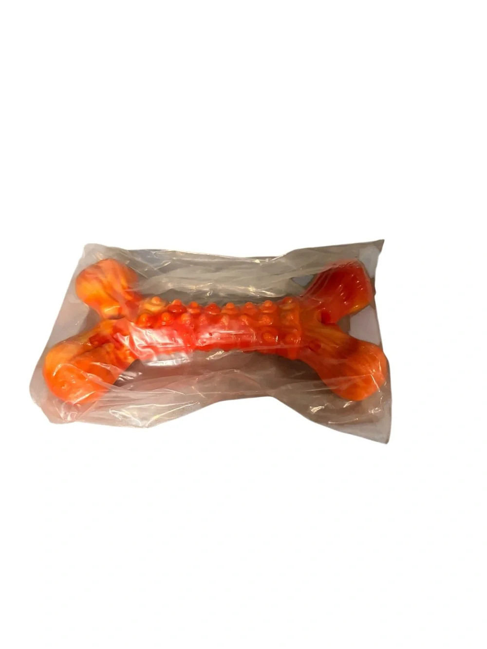 NWT- Orange Dog Chew Bone Toy - Durable Textured Chew